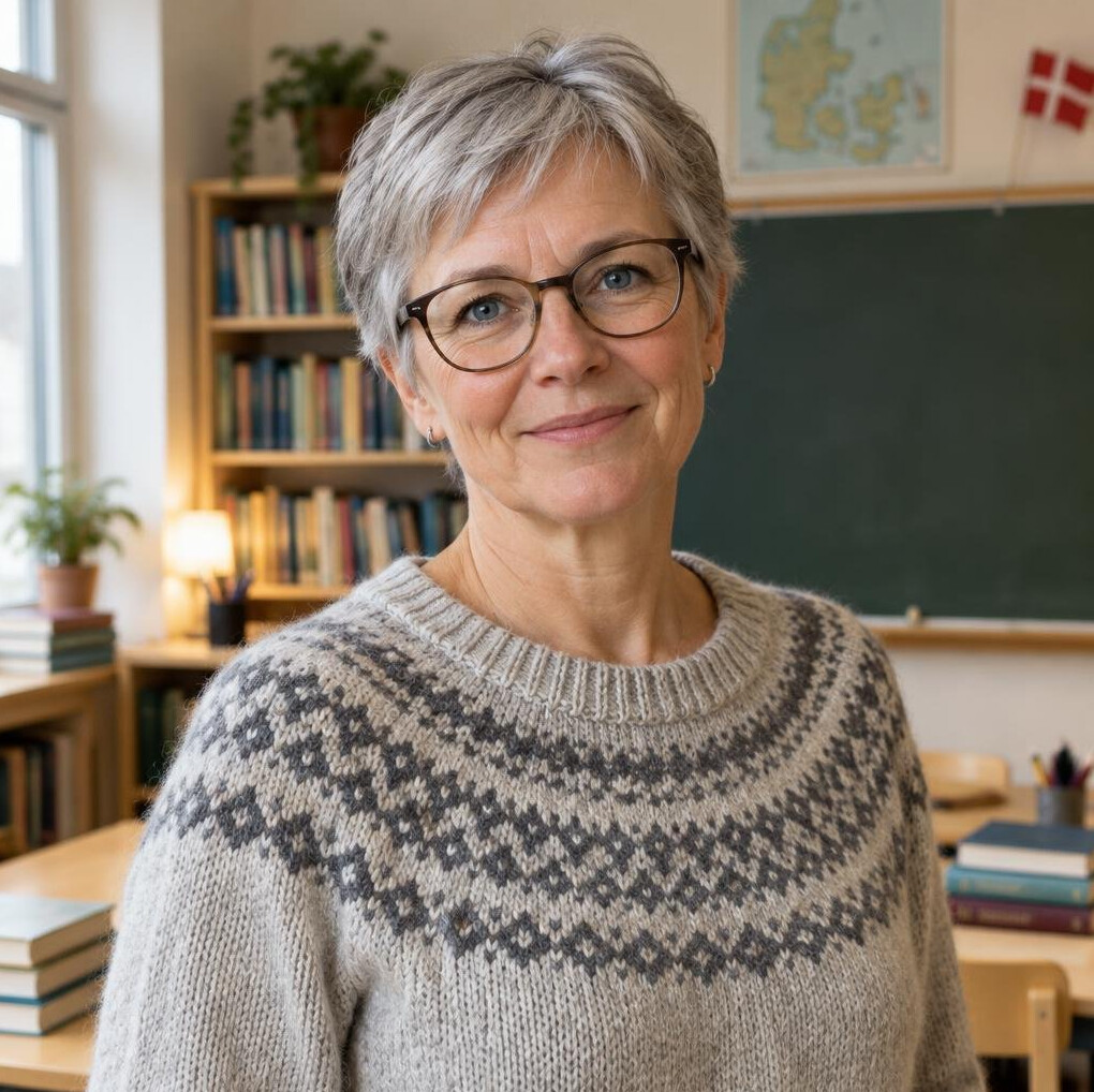 Portræt af en dansk lærer i klasseværelset