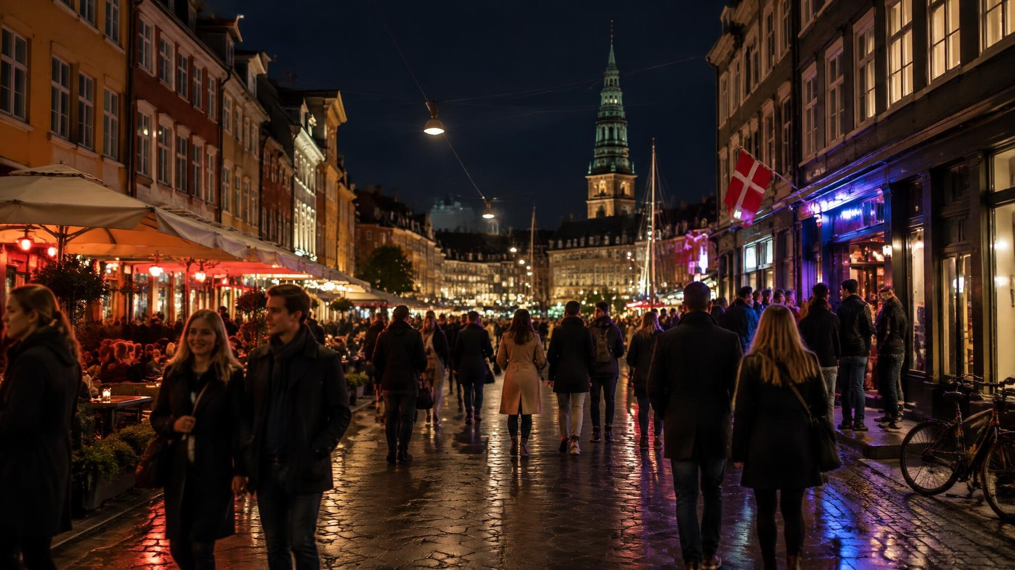 copenhagen street at night