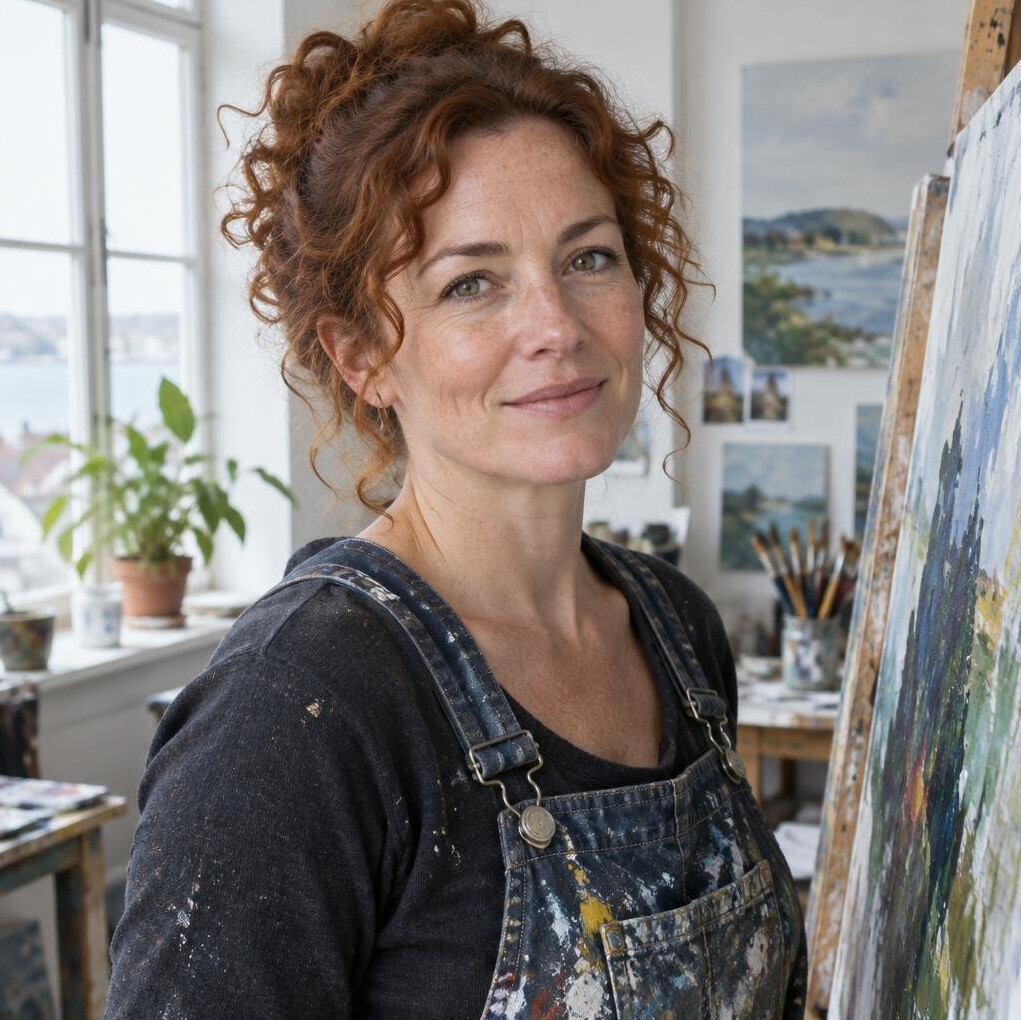 Portræt af en dansk kunstner i sit atelier